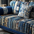 Navy Book Spines with Gold Titles Sofa Cover