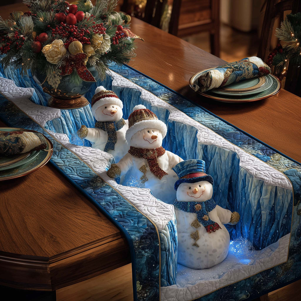 Snowmen in Blue Hats Table Runner