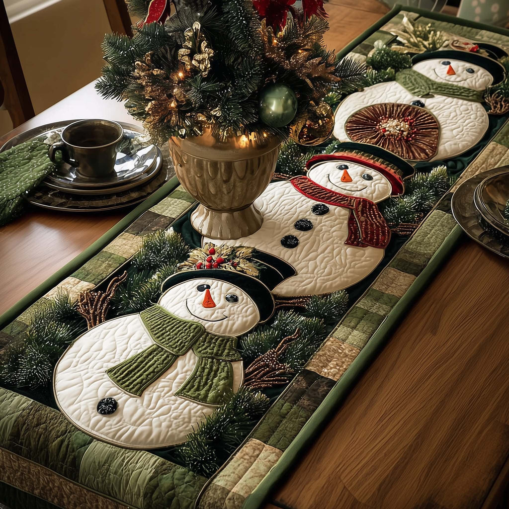 Snowman in Top Hat and Scarf Table Runner
