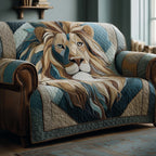Lion with Blue and Cream Mane Sofa Cover