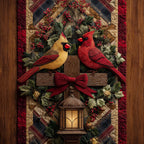 Cardinals on a Wooden Cross Table Runner