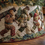 Bigfoot Family Walking in the Woods Christmas Tree Skirt