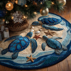 Turtles with Starfish on the Sand Christmas Tree Skirt