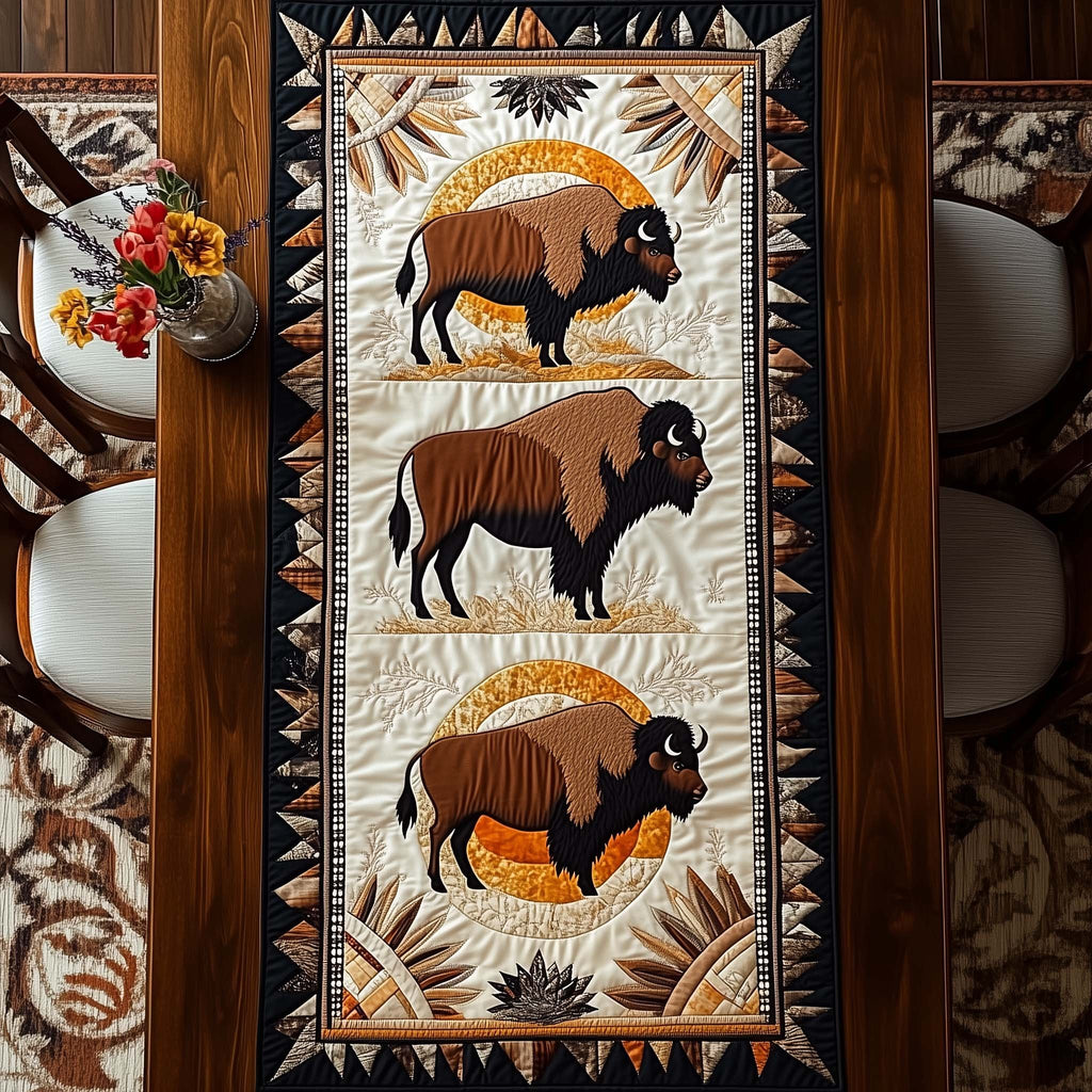 Bison Trio on Southwest Panel Table Runner