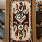 Wolf with Red Dreamcatcher Table Runner