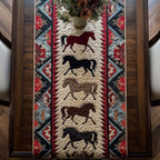 Running Horses on Southwest Stripes Table Runner