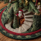 Santa at the Cottage Stairwell Christmas Tree Skirt