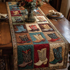 Cowboy Boots and Hats Blocks Table Runner