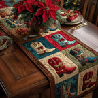 Cowboy Boots in Teal and Red Table Runner