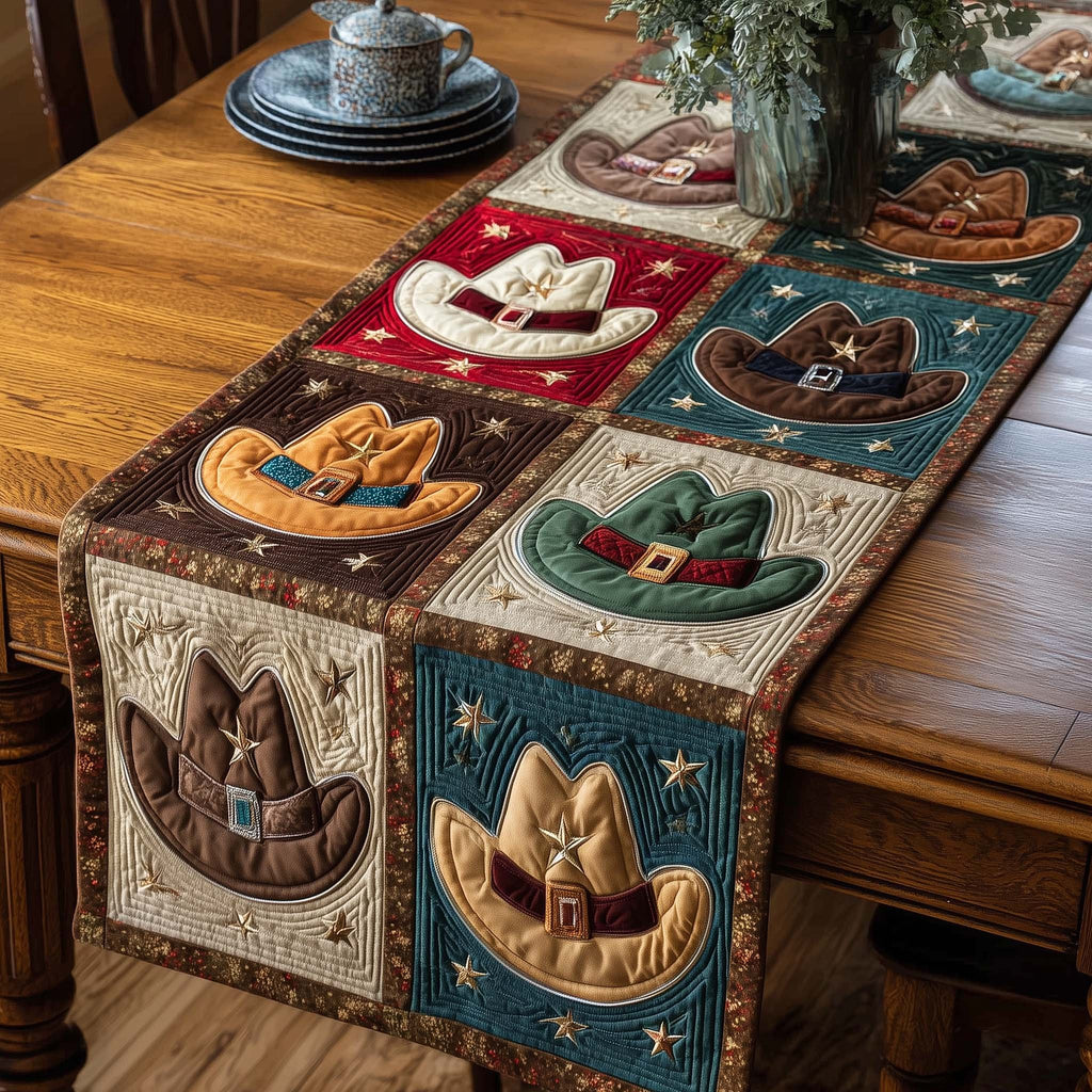 Cowboy Hats with Star Blocks Table Runner