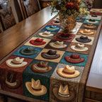 Cowboy Hat Checkerboard Table Runner