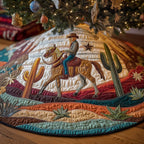 Cowboy Riding Among the Cactus Christmas Tree Skirt