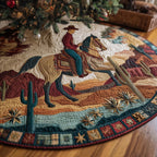 Cowboy Riding Through the Desert Christmas Tree Skirt