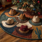 Cowboy Hats on Colorful Panels Christmas Tree Skirt