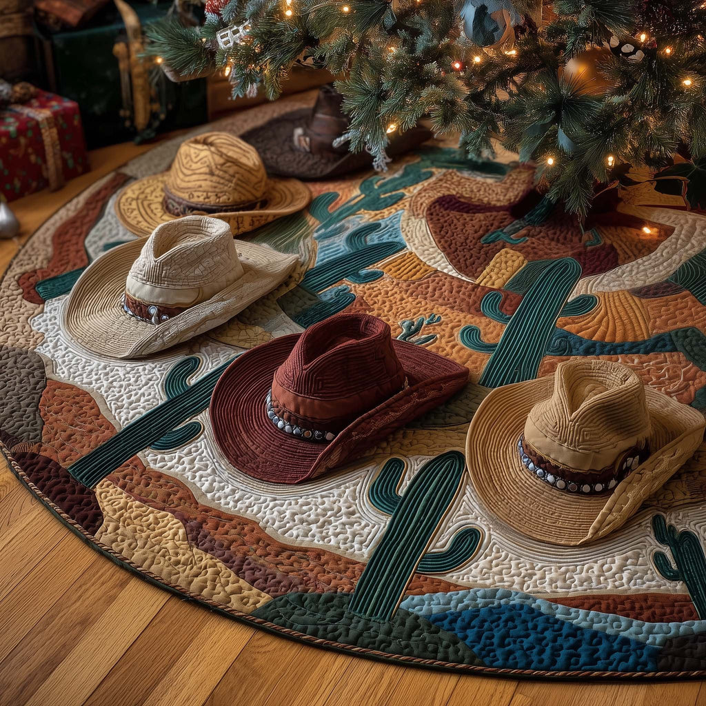 Cowboy Hats with Desert Cactus Christmas Tree Skirt