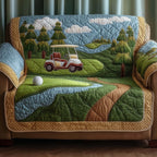 Golf Cart and Ball on the Green Sofa Cover