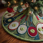 Tennis Rackets on Sage Green Christmas Tree Skirt