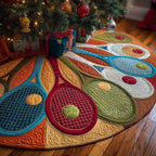 Tennis Rackets in Red and Blue Christmas Tree Skirt