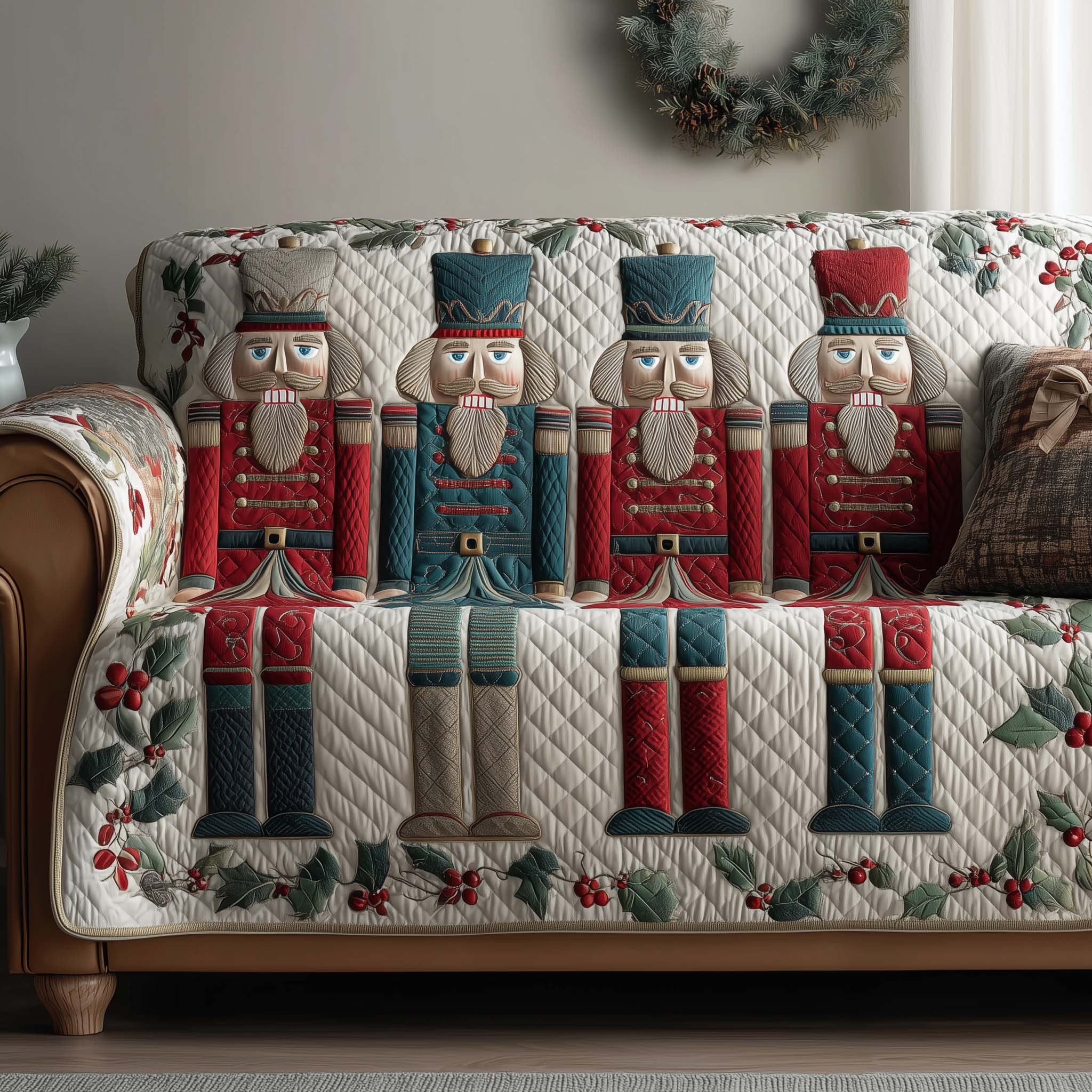 Nutcracker Guards in Red and Blue Sofa Cover