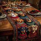Dachshunds with Red Collars Table Runner