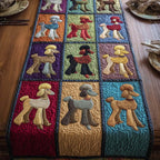 Poodles in Colorful Quilt Blocks Table Runner