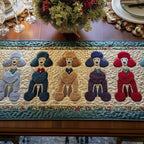 Poodles with Bow Ties on Cream Table Runner