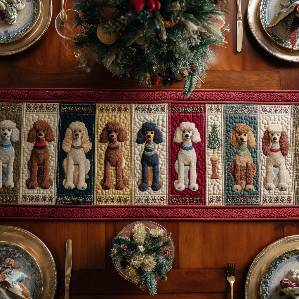 Poodles in Narrow Quilt Panels Table Runner