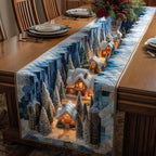 Glowing Windows in a Snowy Hamlet Table Runner