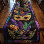 Gold Masks on Black Center Table Runner
