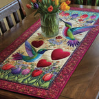 Hummingbirds with Hearts and Tulips Table Runner
