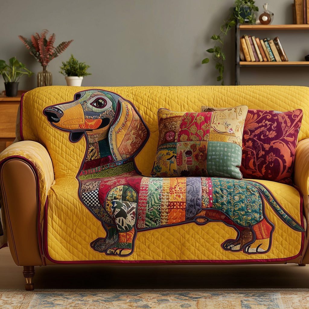 Dachshund on Golden Yellow Ground Sofa Cover