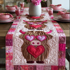 Highland Cow in Heart Sunglasses Table Runner