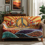 Peace Sign in the Orange Sunset Sofa Cover