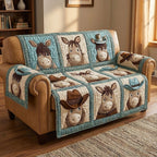 Cows and Donkeys on Tan Squares Sofa Cover