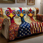Chickens Over the Stars and Stripes Sofa Cover