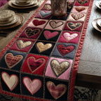 Pink and Cream Hearts on Black Table Runner