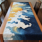 Ocean Wave Under a Golden Sky Table Runner