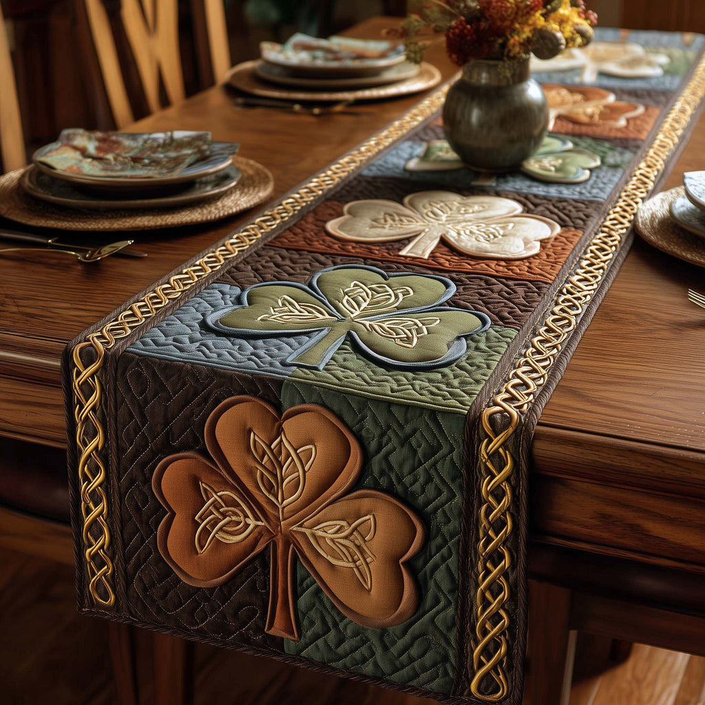 Gold Shamrocks on Celtic Border Table Runner