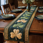 Gold Shamrocks on Dark Green Table Runner