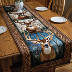 Deer Head on Blue Celtic Panel Table Runner