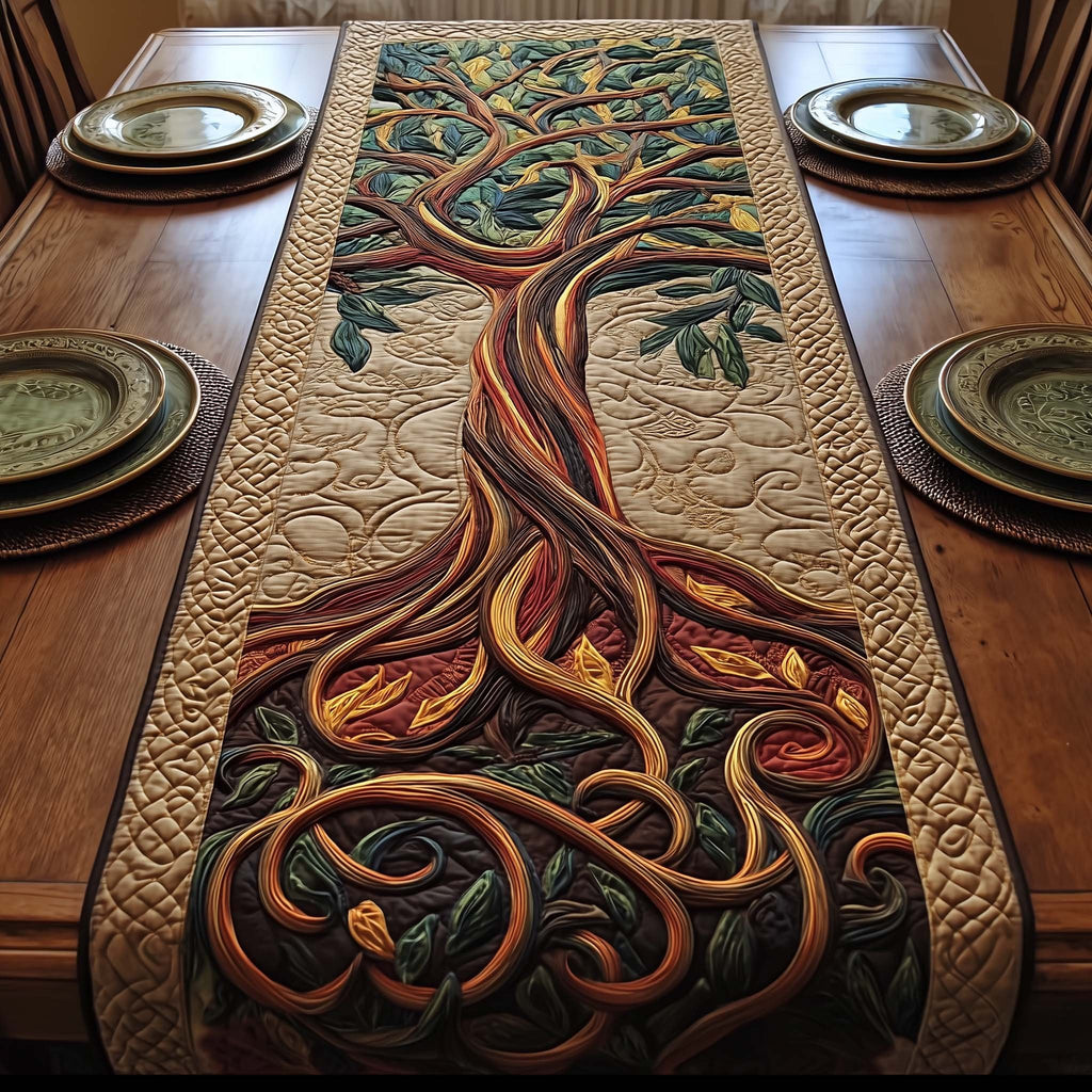 Swirling Copper Tree of Life Table Runner