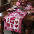 Pink Ribbons and Hearts Table Runner