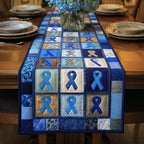 Blue Ribbons in Quilt Blocks Table Runner