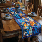 Blue and Orange Awareness Ribbons Table Runner