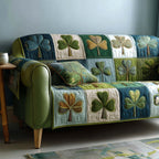 Shamrocks on Blue and Green Quilt Sofa Cover