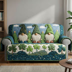 Green Hat Gnomes with Shamrocks Sofa Cover