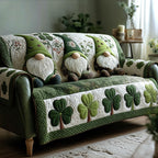 Gnomes Above a Shamrock Border Sofa Cover