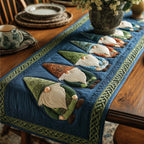Gnomes on Blue Celtic Panel Table Runner