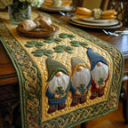 Gnomes in Blue and Red with Shamrocks Table Runner