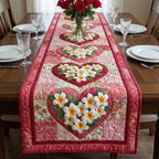 Plumeria Heart on Pink Table Runner